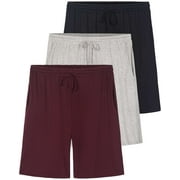 REAL ESSENTIALS 3 Pack: Men's Soft Pajama Shorts with Drawstring & Pockets 4-Way Stretch & Wicking (Available In Big & Tall)