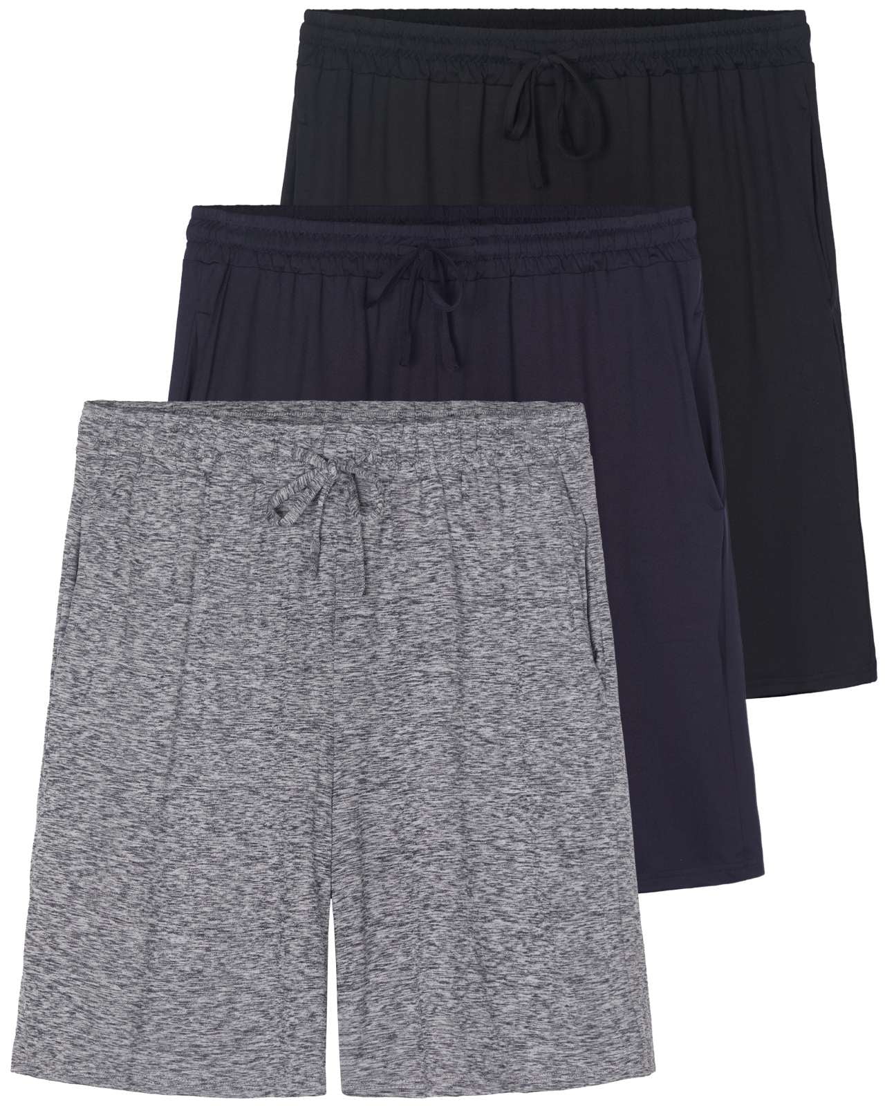 Repc Drawstring Real Essentials Men's 3 Pack Soft Pajama Shorts with Drawstring Pockets ...