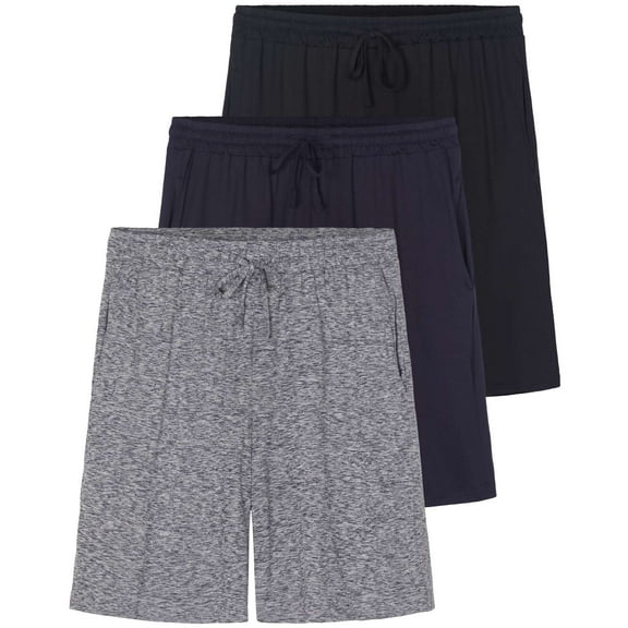 3 Pack: Men's Soft Pajama Shorts with Drawstring & Pockets 4-Way Stretch & Wicking (Available In Big & Tall)