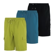 Real Essentials 3 Pack: Men's Swim Trunks with Cargo Pockets & Mesh Lining (Available in Big & Tall)