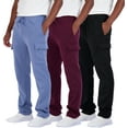 thumbnail image 1 of Real Essentials 3 Pack: Men's Tech Fleece Active Athletic Casual Open Bottom Cargo Sweatpants with Pockets, 1 of 6
