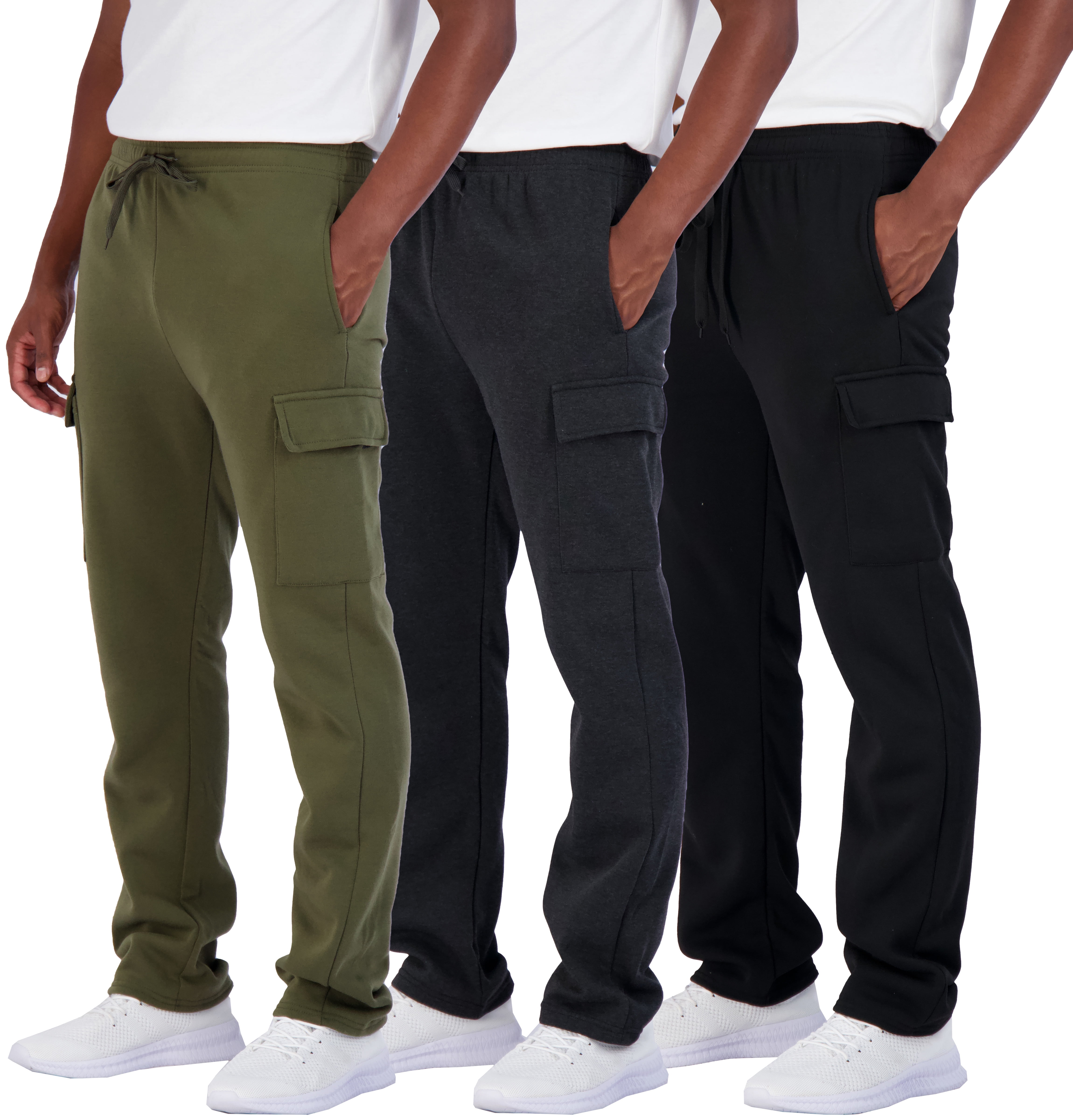 Real Essentials 3 Pack: Men's Tech Fleece Active Athletic Casual Open ...