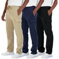 thumbnail image 1 of Real Essentials 3 Pack: Men's Tech Fleece Open Bottom Cargo Sweatpants with Pockets (Available In Big & Tall), 1 of 5