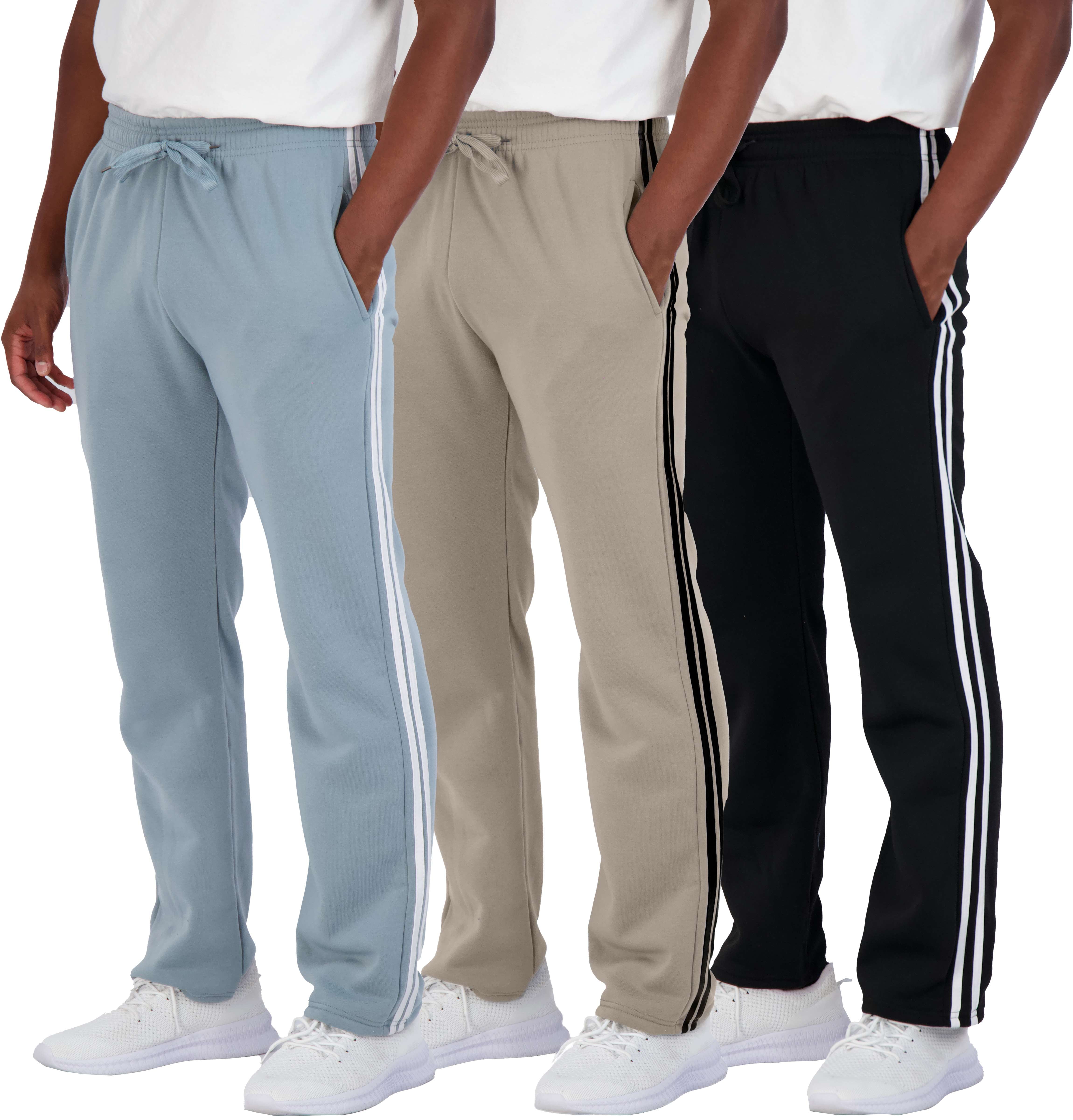 Real Essentials 3 Pack: Men's Tech Fleece Athletic Casual Open Bottom ...