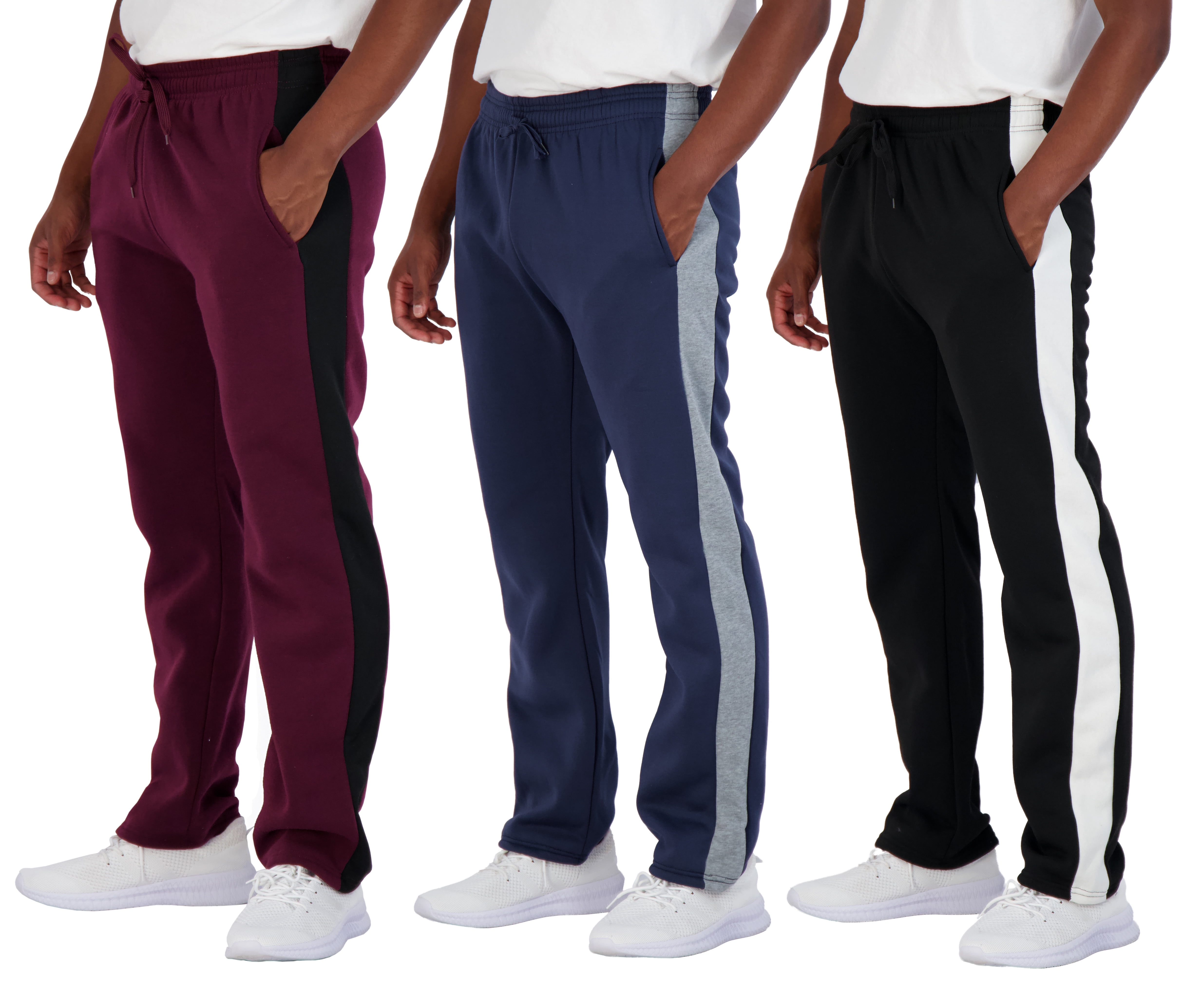 Real Essentials 3 Pack: Men's Tech Fleece Athletic Casual Open Bottom ...
