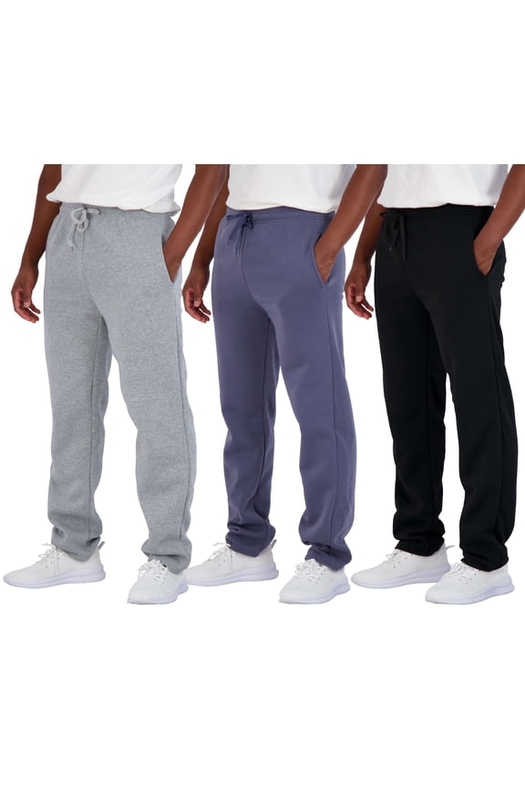 3 Pack: Men's Tech Fleece Athletic Casual Open Bottom Sweatpants with Pockets (Available In Big & Tall)