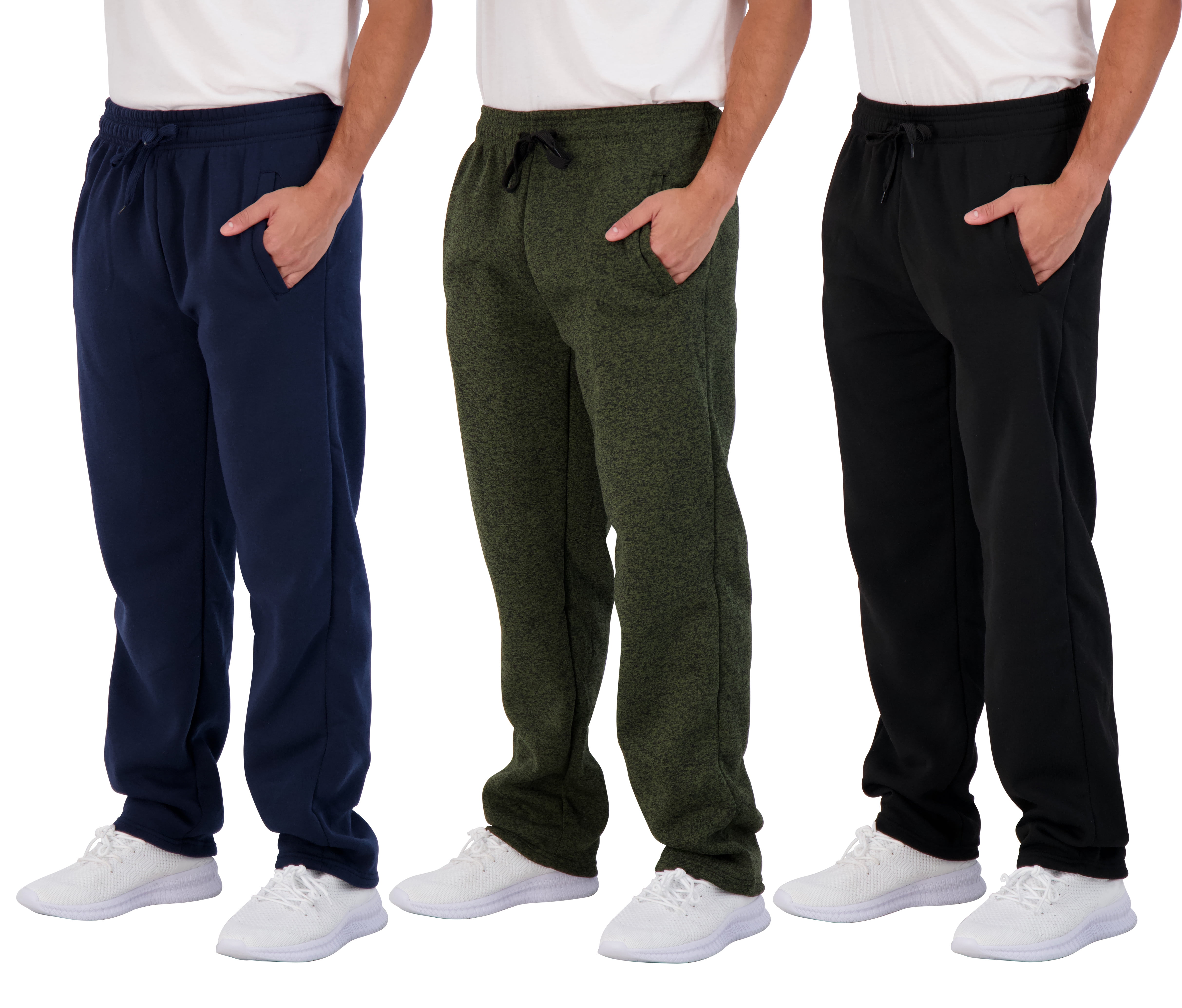 Real Essentials 3 Pack: Men's Tech Fleece Ultra-Soft Warm Jogger Athletic  Sweatpants with Pockets (Available in Big & Tall), Set I, 3X Tall