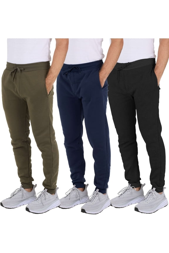 3 Pack: Men's Tech Fleece Ultra-Soft Jogger Athletic Sweatpants with Pockets (Available In Big & Tall)