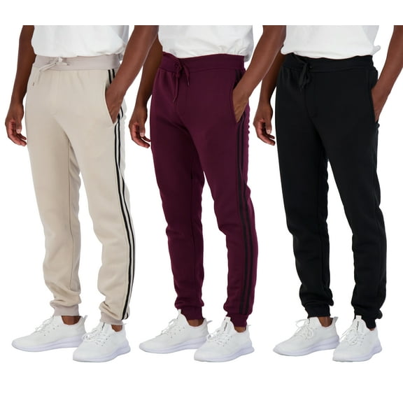 Real Essentials 3 Pack: Men's Tech Fleece Ultra-Soft Warm Jogger Athletic Sweatpants with Pockets (Available In Big & Tall)