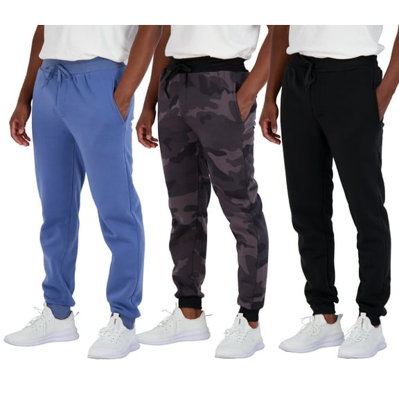 Real Essentials 3 Pack: Men's Tech Fleece Ultra-Soft Warm Jogger Athletic Sweatpants with Pockets (Available In Big & Tall)