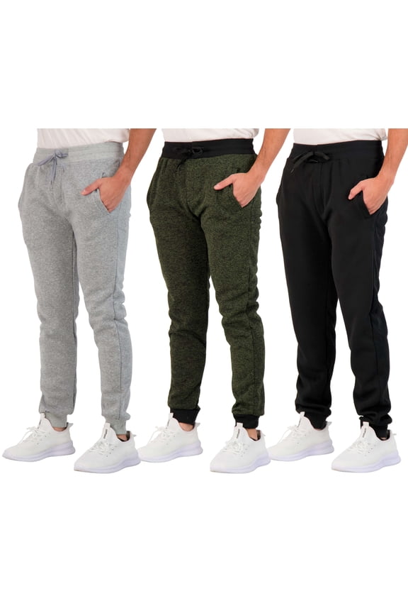 3 Pack: Men's Tech Fleece Ultra-Soft Warm Jogger Athletic Sweatpants with Pockets (Available In Big & Tall)