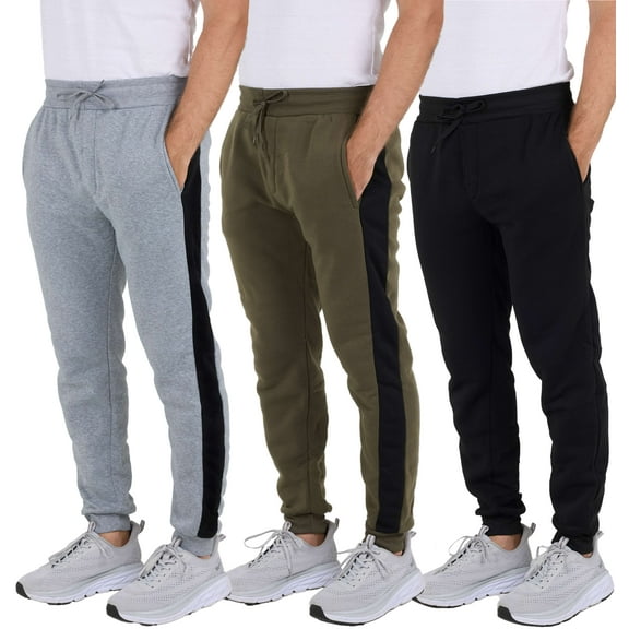 Real Essentials 3 Pack: Men's Tech Fleece Ultra-Soft Jogger Athletic Sweatpants with Pockets (Available In Big & Tall)