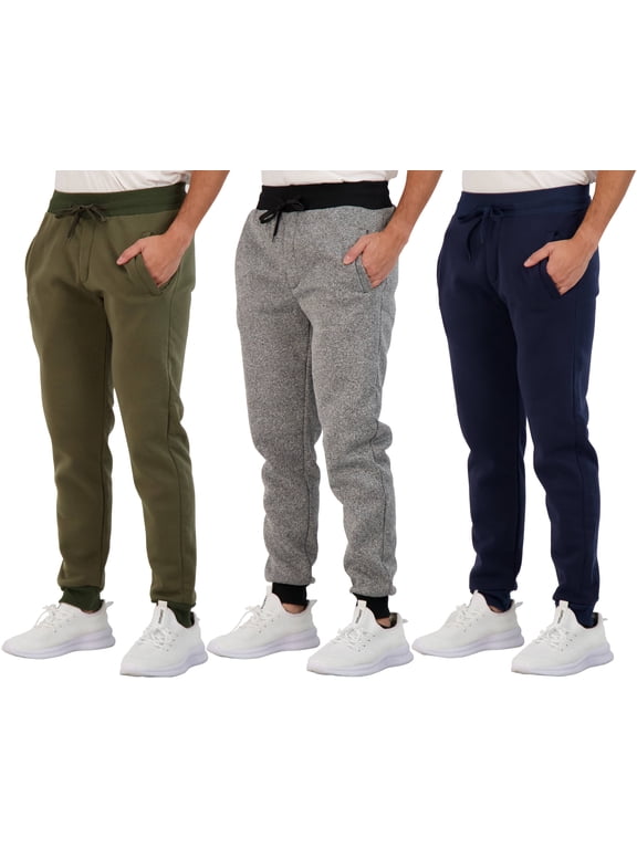 3 Pack: Men's Tech Fleece Ultra-Soft Warm Jogger Athletic Sweatpants with Pockets (Available in Big & Tall)