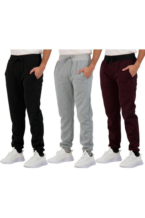 3 Pack: Men's Tech Fleece Ultra-Soft Warm Jogger Athletic Sweatpants with Pockets (Available in Big & Tall)