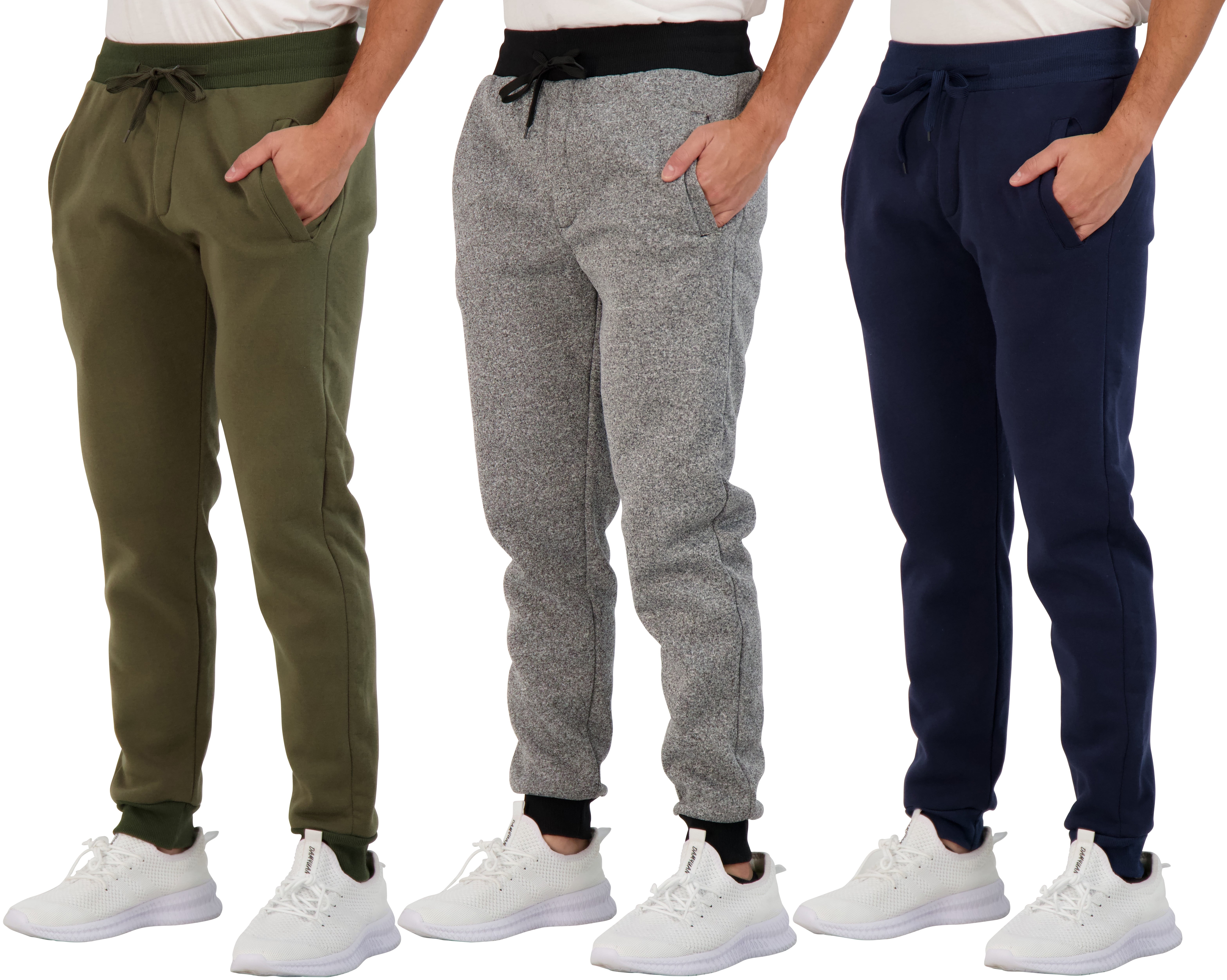 Real Essentials 3 Pack: Men's Tech Fleece Ultra-Soft Warm Jogger