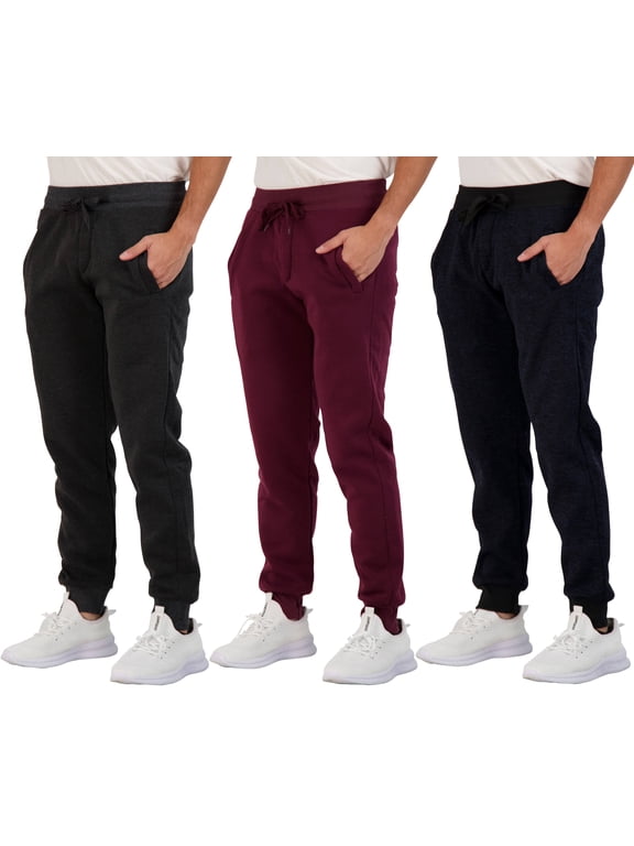 3 Pack: Men's Tech Fleece Ultra-Soft Warm Jogger Athletic Sweatpants with Pockets (Available in Big & Tall)