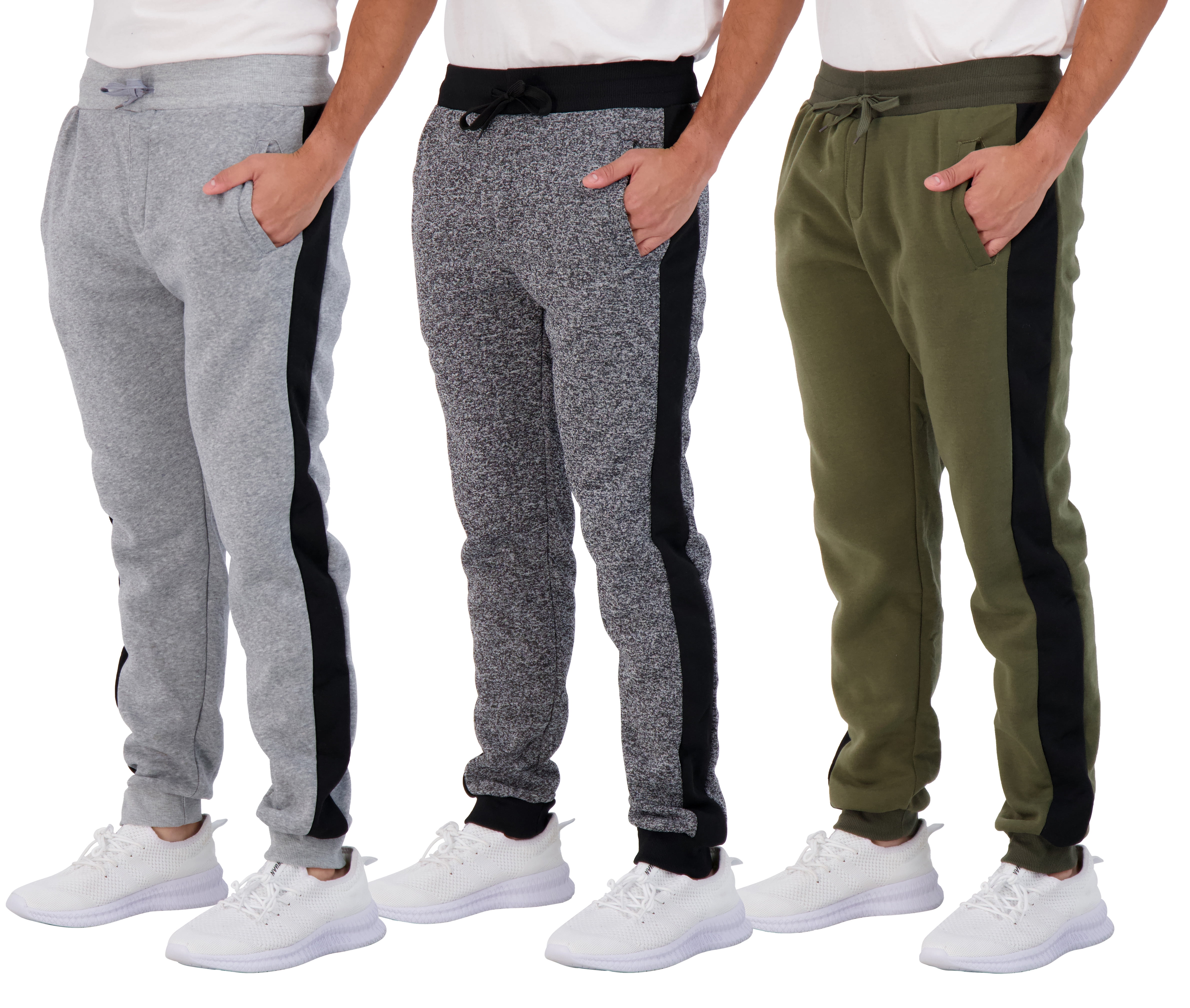 Real Essentials 3 Pack: Men's Tech Fleece Ultra-Soft Warm Jogger ...