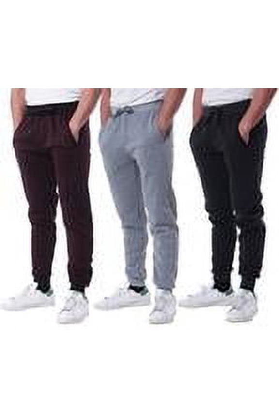 3 Pack: Men's Cotton Fleece Jogger Sweatpants - Athletic Pants Bottoms with Pockets (Big & Tall Available)
