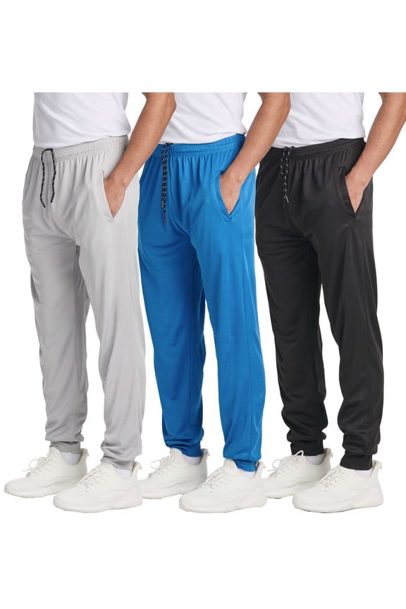 3 Pack: Men's Tech Mesh Active Athletic Casual Jogger Sweatpants with Pockets(Available in Big & Tall)