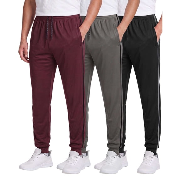 3 Pack Men's Mesh Joggers Sweatpants Gym Athletic Workout Pockets Track