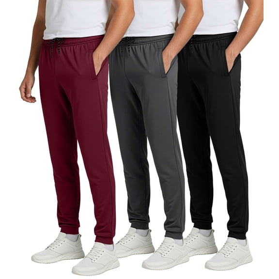 Real Essentials 3 Pack: Men's Mesh Jogger | Athletic Sweatpants with Pockets | Active Track Gym Workout Pant (Big & Tall)
