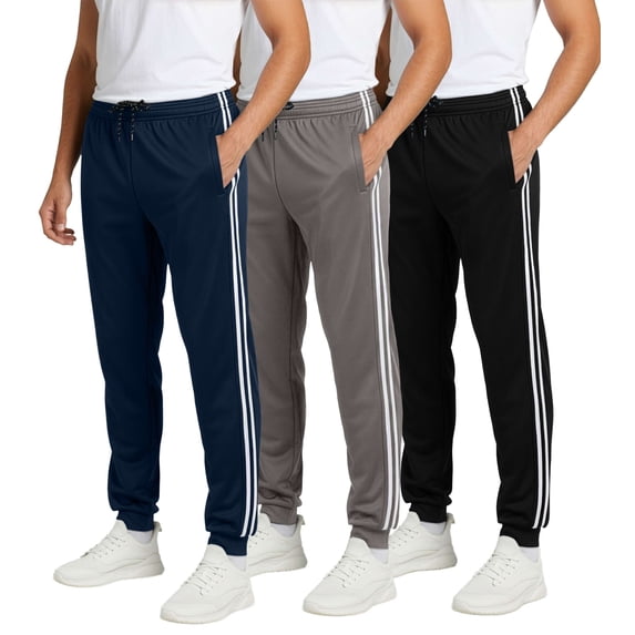 Real Essentials 3 Pack: Men's Mesh Jogger | Athletic Sweatpants with Pockets | Active Track Gym Workout Pant (Big & Tall)