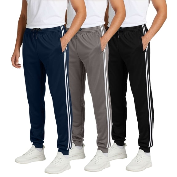 Real Essentials 3 Pack: Men's Mesh Jogger | Athletic Sweatpants with Pockets | Active Track Gym Workout Pant (Big & Tall)
