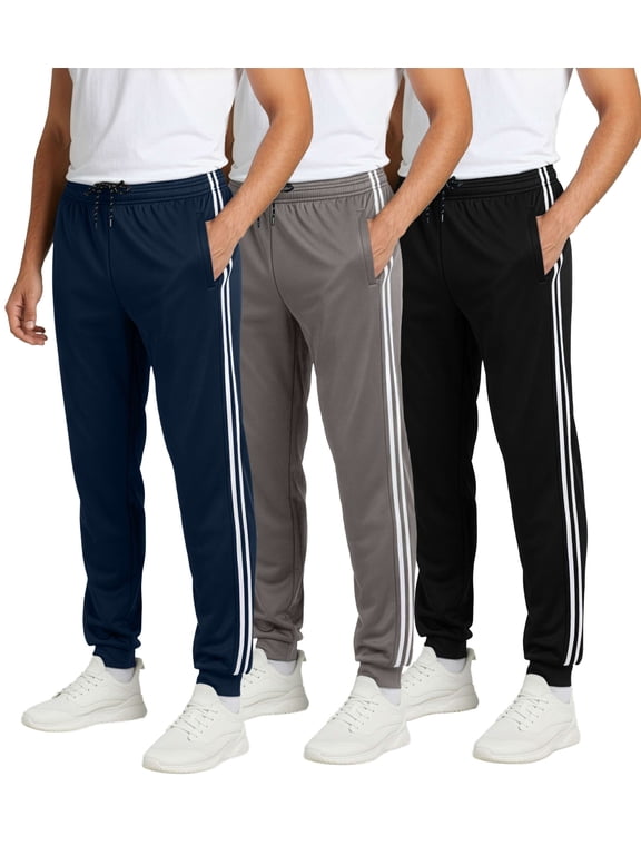 3 Pack: Men's Mesh Jogger | Athletic Sweatpants with Pockets | Active Track Gym Workout Pant (Big & Tall)