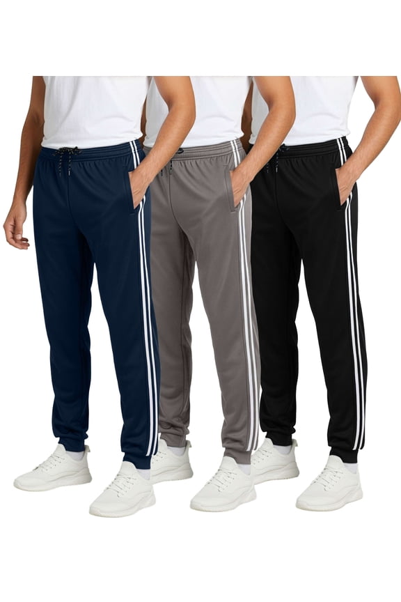 3 Pack: Men's Mesh Jogger | Athletic Sweatpants with Pockets | Active Track Gym Workout Pant (Big & Tall)