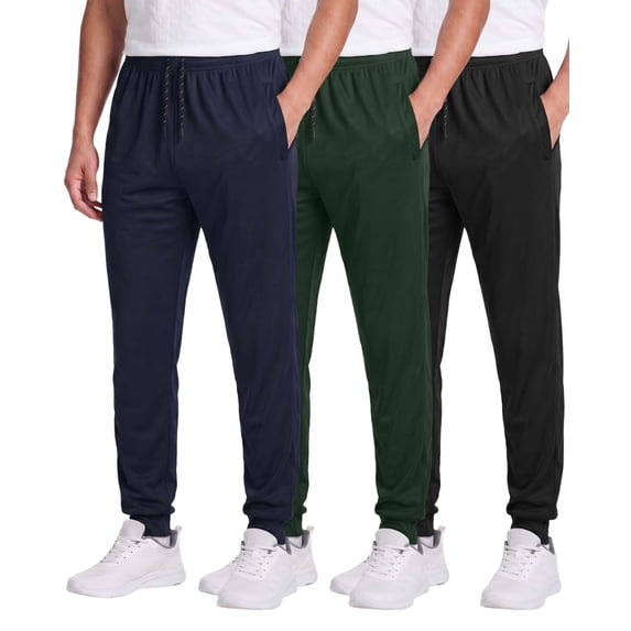 3 Pack Men's Mesh Joggers Sweatpants Gym Athletic Workout Pockets Track