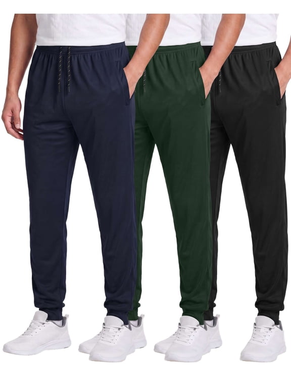 3 Pack Men's Mesh Joggers Sweatpants Gym Athletic Workout Pockets Track