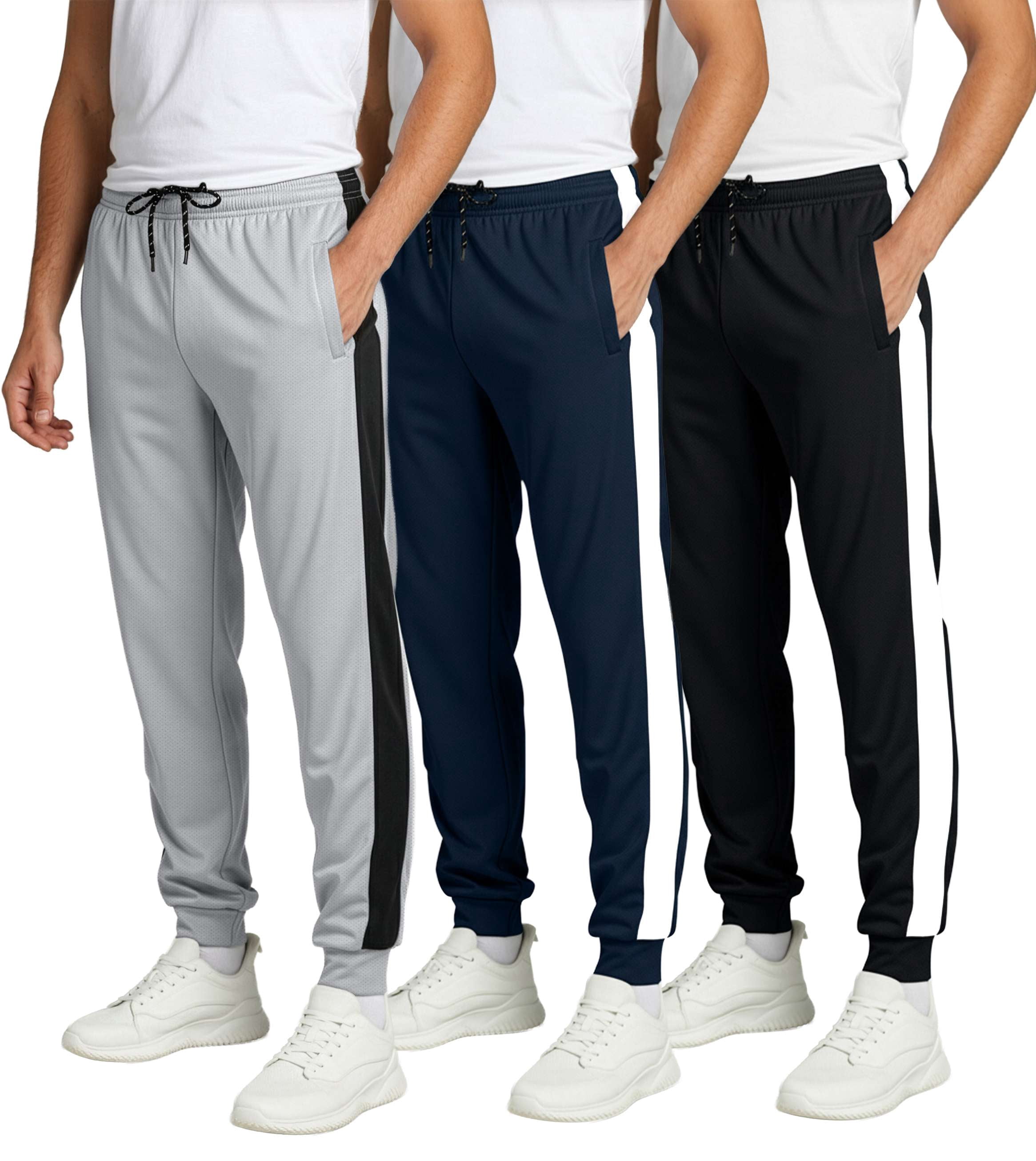 3 Pack: Men's Mesh Jogger | Athletic Sweatpants with Pockets | Active Track Gym Workout Pant (Big & Tall)