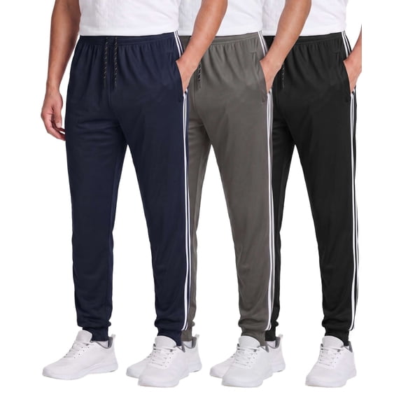 3 Pack Men's Mesh Joggers Sweatpants Gym Athletic Workout Pockets Track