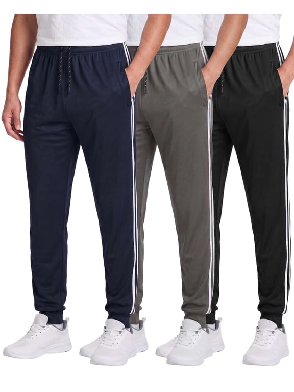 3 Pack Men's Mesh Joggers Sweatpants Gym Athletic Workout Pockets Track