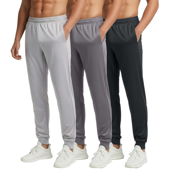 Real Essentials 3 Pack: Men's Tricot Active Athletic Jogger - Running Sweatpants Workout Gym with Pockets (Big & Tall)