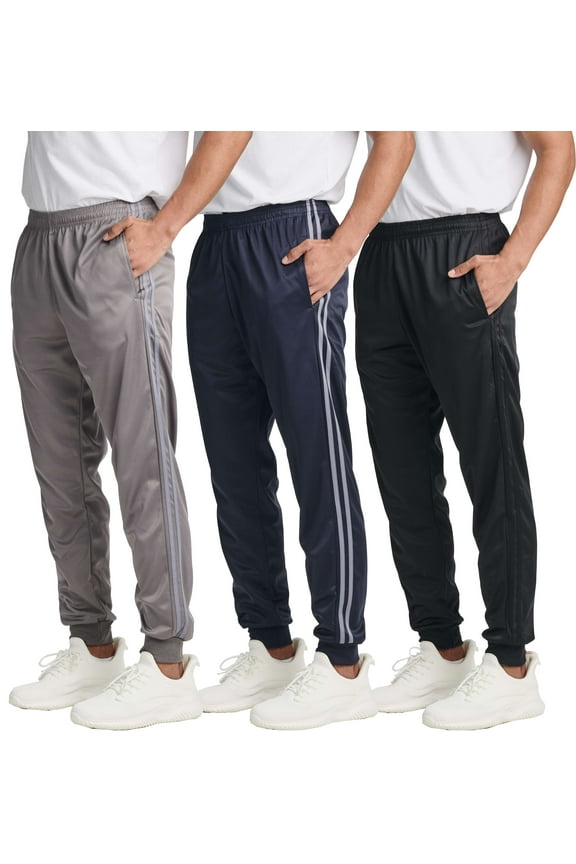 3 Pack: Men's Tricot Active Athletic Casual Jogger Fleece Lined Sweatpants Pockets (Available in Big & Tall)