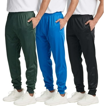 Real Essentials 3 Pack: Men's Tricot Active Athletic Casual Jogger Fleece Lined Sweatpants Pockets (Available in Big & Tall)