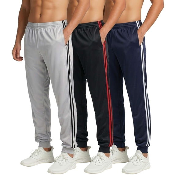 Real Essentials 3 Pack: Men's Tricot Active Athletic Jogger - Running Sweatpants Workout Gym with Pockets (Big & Tall)