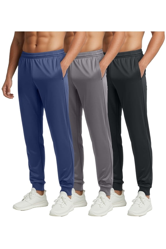 3 Pack: Men's Tricot Active Athletic Jogger - Running Sweatpants Workout Gym with Pockets (Big & Tall)