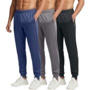 Real Essentials 3 Pack Mens Tricot Active Athletic Jogger - Running Sweatpants Workout Gym with Pockets Big & Tall
