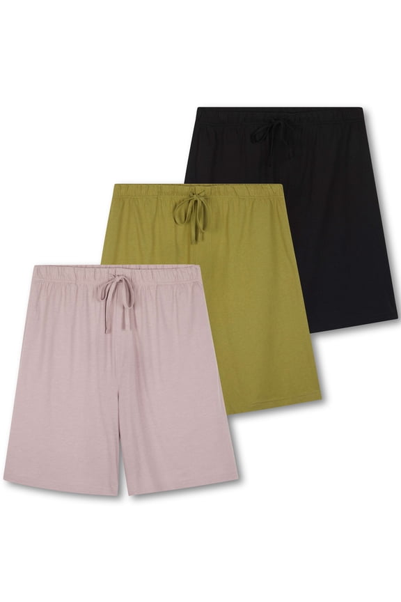 3 Pack:Mens Cotton Ultra-Soft Knit Sleep Pajama Shorts & Lounge Wear (Available In Big & Tall)