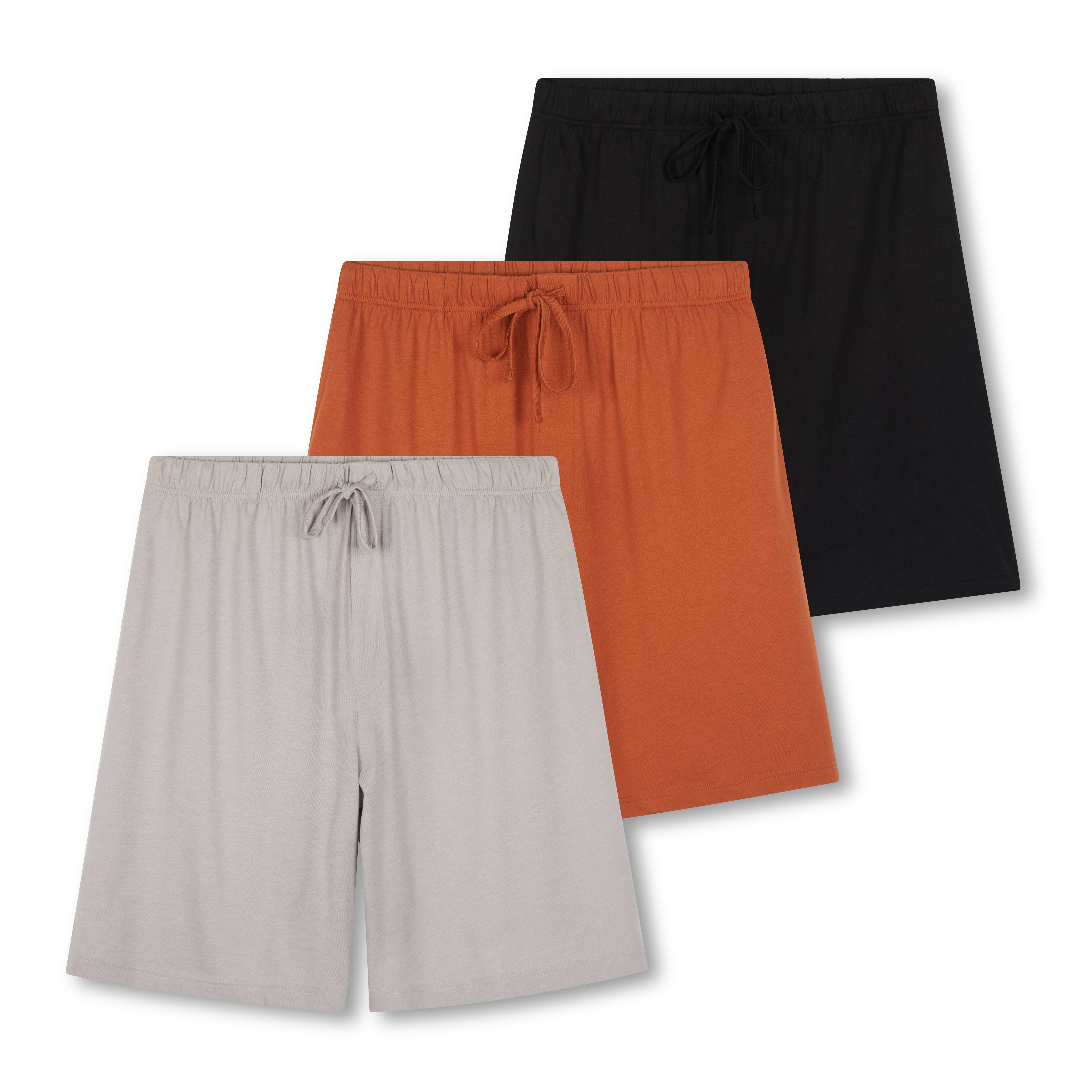 Real Essentials 3 Pack:Mens Cotton Ultra-Soft Knit Sleep Pajama Shorts \u0026  Lounge Wear (Available in Big \u0026 Tall) - Walmart.com
