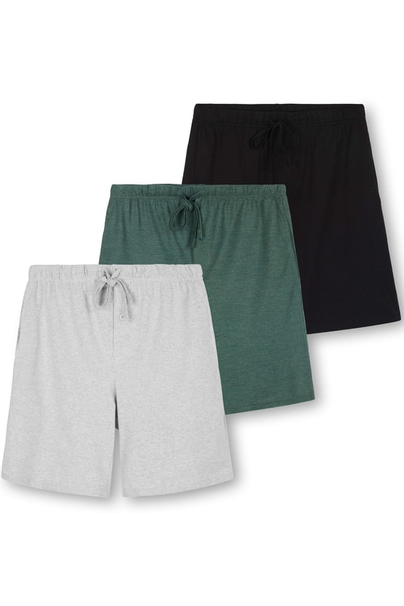 3 Pack:Mens Cotton Ultra-Soft Knit Sleep Pajama Shorts & Lounge Wear (Available In Big & Tall)