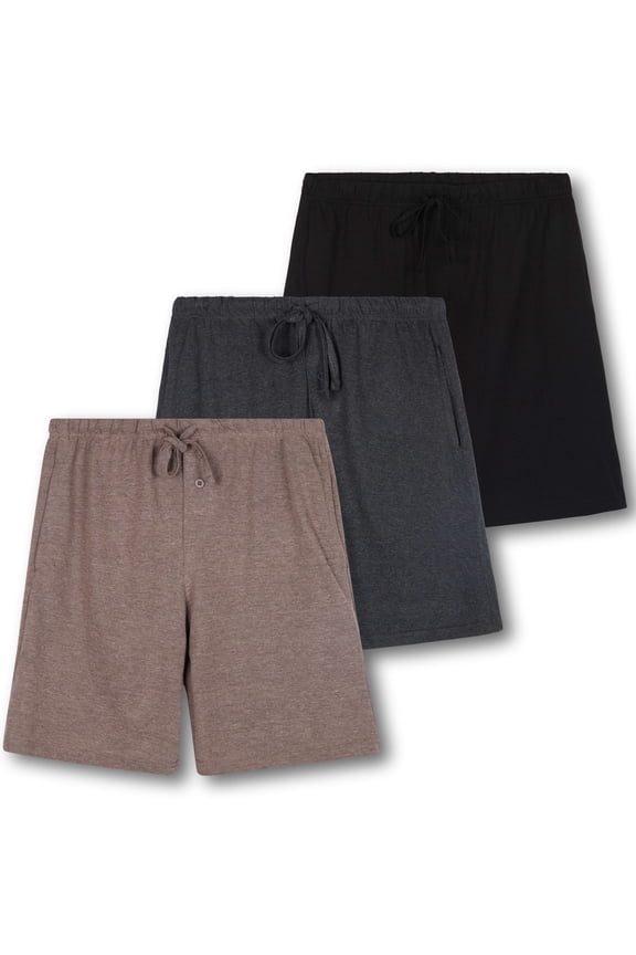 3 Pack:Mens Cotton Ultra-Soft Knit Sleep Pajama Shorts & Lounge Wear (Available In Big & Tall)