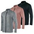 thumbnail image 1 of Real Essentials 3 Pack: Mens Dry-Fit Long Sleeve Full Zip Hoodie & Jacket- Athletic Running Jacket (Available in Big & Tall), 1 of 6