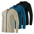 thumbnail image 1 of Real Essentials 3 Pack: Mens Dry-Fit Long Sleeve Full Zip Hoodie & Jacket- Athletic Running Jacket (Available in Big & Tall), 1 of 6