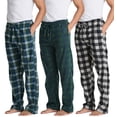 thumbnail image 1 of Real Essentials 3 Pack: Mens Fleece Plaid Pajama Pants - Lounge Pajama Bottoms(Available in Big & Tall), 1 of 6