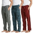 thumbnail image 1 of Real Essentials 3 Pack: Mens Fleece Plaid Pajama Pants - Lounge Pajama Bottoms(Available in Big & Tall), 1 of 6