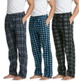thumbnail image 1 of Real Essentials 3 Pack: Mens Fleece Plaid Pajama Pants - Lounge Pajama Bottoms(Available in Big & Tall), 1 of 6