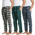 thumbnail image 1 of Real Essentials 3 Pack: Mens Fleece Plaid Pajama Pants - Lounge Pajama Bottoms(Available in Big & Tall), 1 of 6